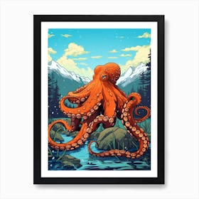 Giant Pacific Octopus Illustration 17 Art Print