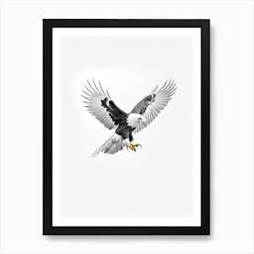 Eagle B&W Pencil Drawing 1 Bird Art Print