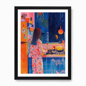 Midnight Snack Lo Fi Kawaii Illustration 1 Art Print