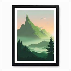 Misty Mountains Vertical Composition In Green Tone 157 Art Print