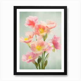 Freesia Flowers Acrylic Painting In Pastel Colours 1 Art Print