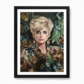 Floral Handpainted Portrait Of Lady Gaga Art Print