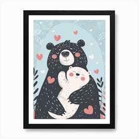 Black Bear And Cub Art Print