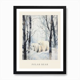 Winter Watercolour Polar Bear 2 Poster Art Print