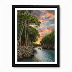 Mangrove Forest At Sunset Art Print