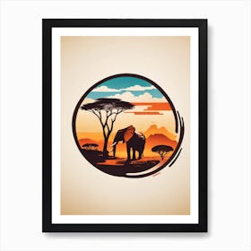 African Elephant In The Sunset Art Print