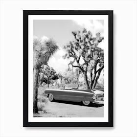 Vintage Road Trip - Black & White Art Print