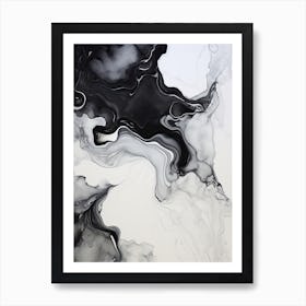 Black And White Flow Asbtract Painting 4 Art Print