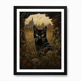 Cat In Front Of A Medieval Castle 1 Art Print