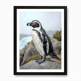 African Penguin Isabela Island Oil Painting 4 Art Print