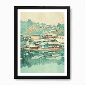 Hiroshima Japan 4 Retro Illustration Art Print