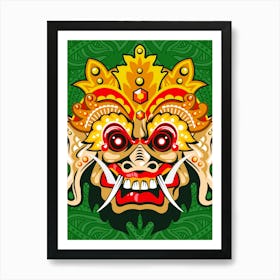 Indonesian Mask Illustration - Barong / Balinese mask / Bali mask Art Print