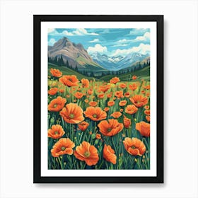 Poppies In The Mountains 4 Poster