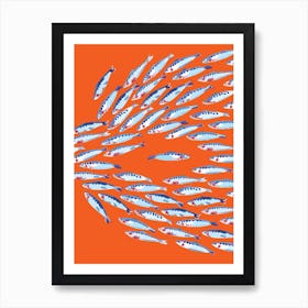 Fish Shaul Nautical Orange Art Print
