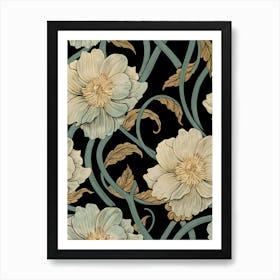 Flowers On A Black Background 23 Art Print