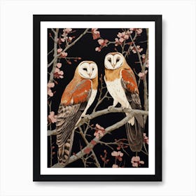 Art Nouveau Birds Poster Barn Owl 1 Art Print