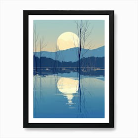 Moonlight Over A Lake Art Print