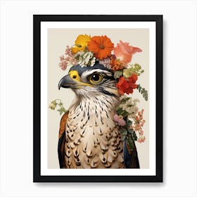 Bird With A Flower Crown Eurasian Sparrowhawk 3 Art Print