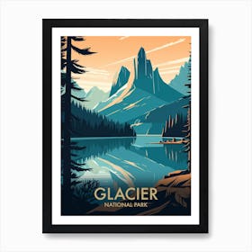 Glacier National Park Vintage Travel Poster 17 Art Print