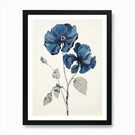 Blue Botanical Poppy 2 Art Print