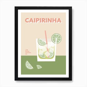 Caipirinha Cocktail Green And Pink Colourful Wall 1 Art Print