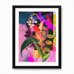 Lily Of The Valley 2 Neon Flower Collage Art Print