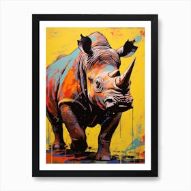 Rhino Pop Art Yellow Blue Pink 6 Art Print