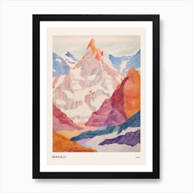 Makalu Nepal 1 Colourful Mountain Illustration Poster Art Print