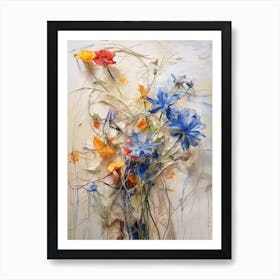 Abstract Flower Painting Cornflower Art Print