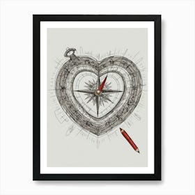 Heart Compass 15 Art Print