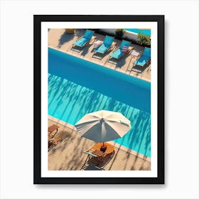 Umbrellas Swimming Pool Aerial View Art Print