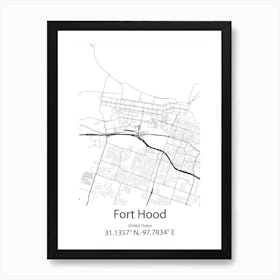 Fort Hood,United States Minimalist Map Art Print