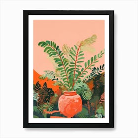 Boho Plant Painting Boston Fern 1 Art Print