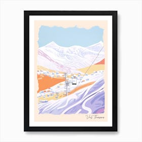 Poster Of Val Thorens   France, Ski Resort Pastel Colours Illustration 0 Art Print