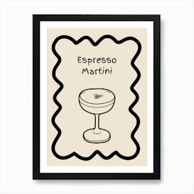 Espresso Martini Doodle Poster B&W Art Print