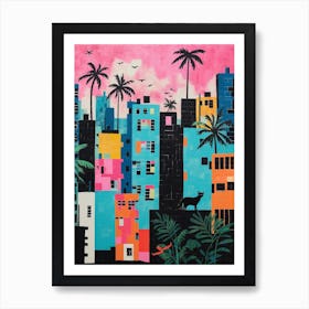 Mumbai, India Skyline With A Cat 2 Art Print