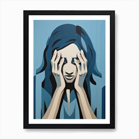 Woman With Her Hands On Her Face 1 Art Print