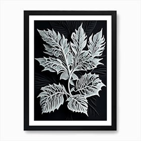 Mint Leaf Linocut 3 Art Print