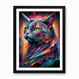 Colorful Cat Painting Art Print