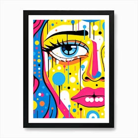 Sad Geometric Face Illustration Art Print