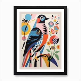 Colourful Scandi Bird Falcon 5 Art Print