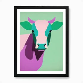 Cow Profile Retro Art Print