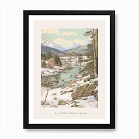 Vintage Winter Poster Lake District United Kingdom 2 Art Print