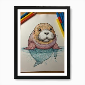 Seal Coloring Page Art Print