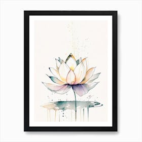 Sacred Lotus Minimal Watercolour 3 Art Print