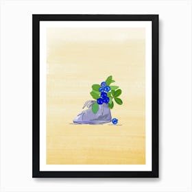 Kids Shoe With Blueberries Art Print