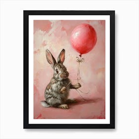 Cute Rabbit 7 With Balloon Art Print