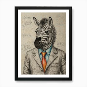 Zebra In A Suit Art Print