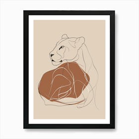 Lion - Boho, Line Art 8 Art Print