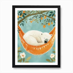 Polar Bear Napping In A Hammock Storybook Illustration 2 Art Print